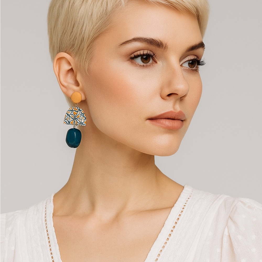 Geometric Multicolor Statement Earrings